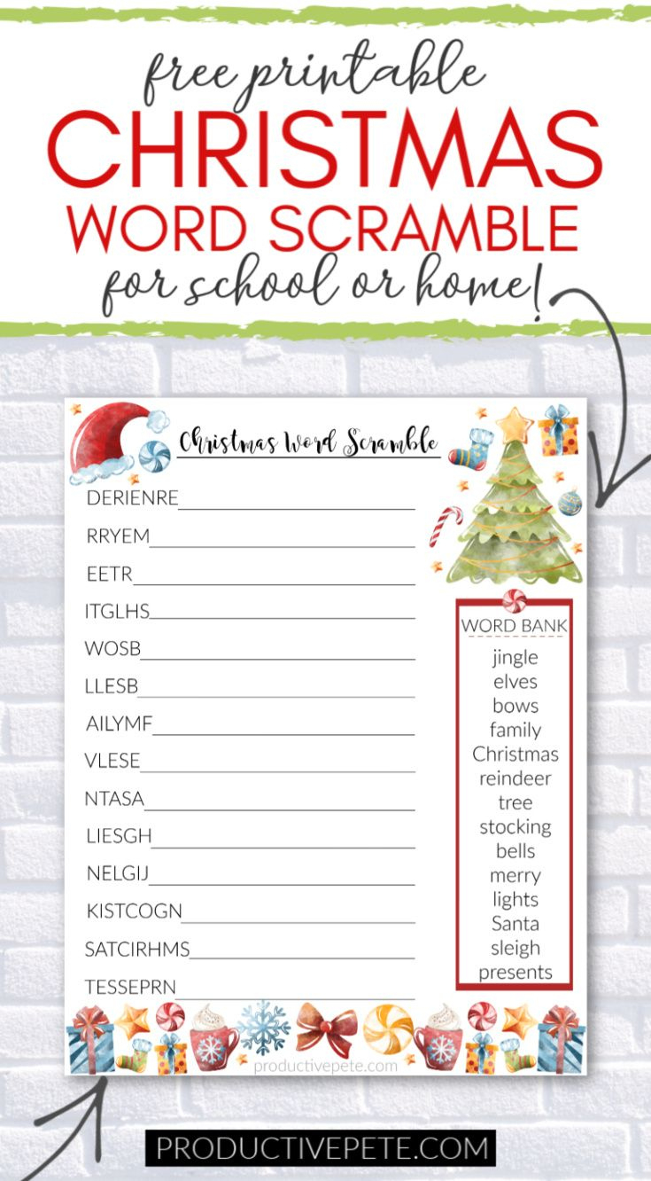 Free Printable Christmas Word Scramble Worksheet For Kids | Unscramble Christmas Words Worksheets