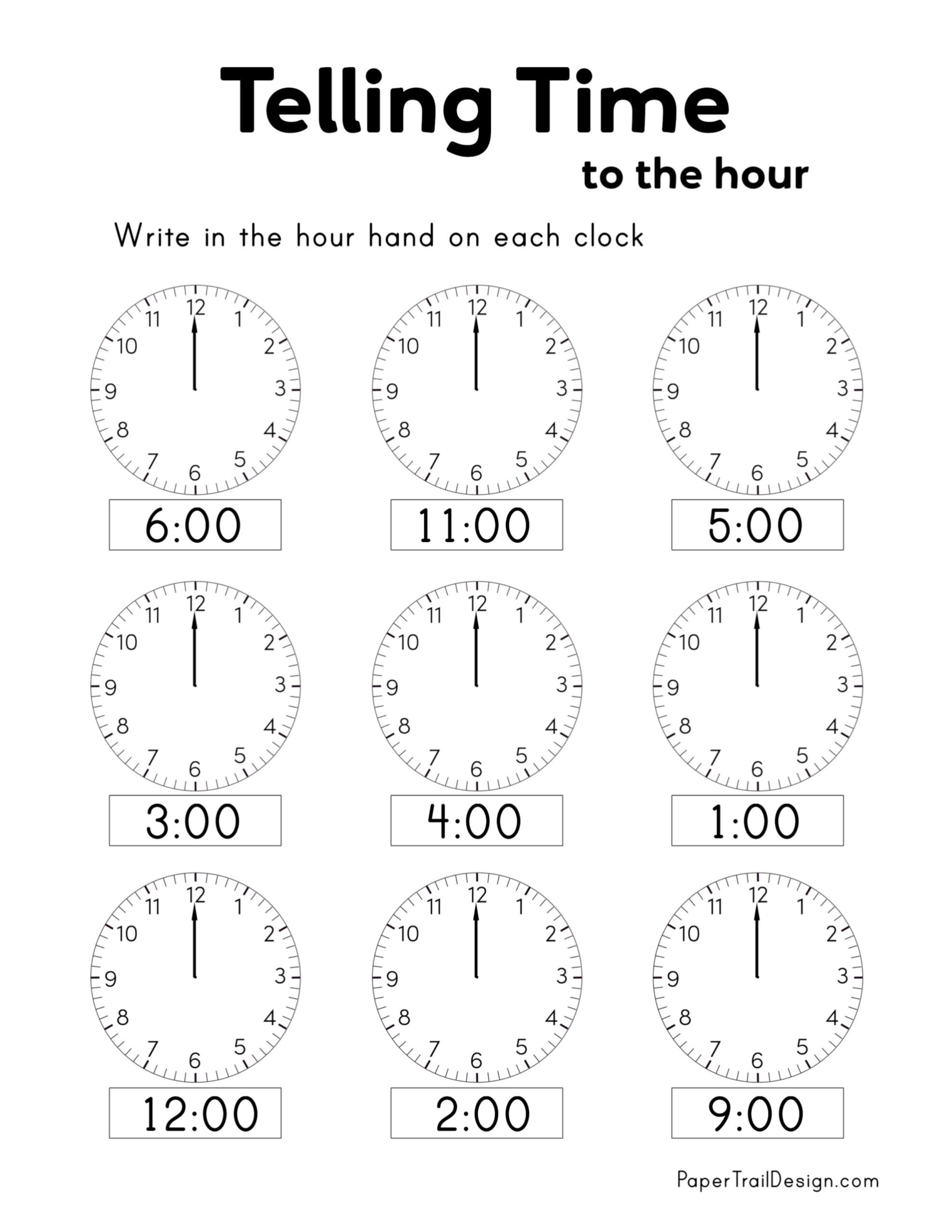 Free Printable Telling Time Worksheets - Paper Trail Design | Christmas Telling Time Worksheets