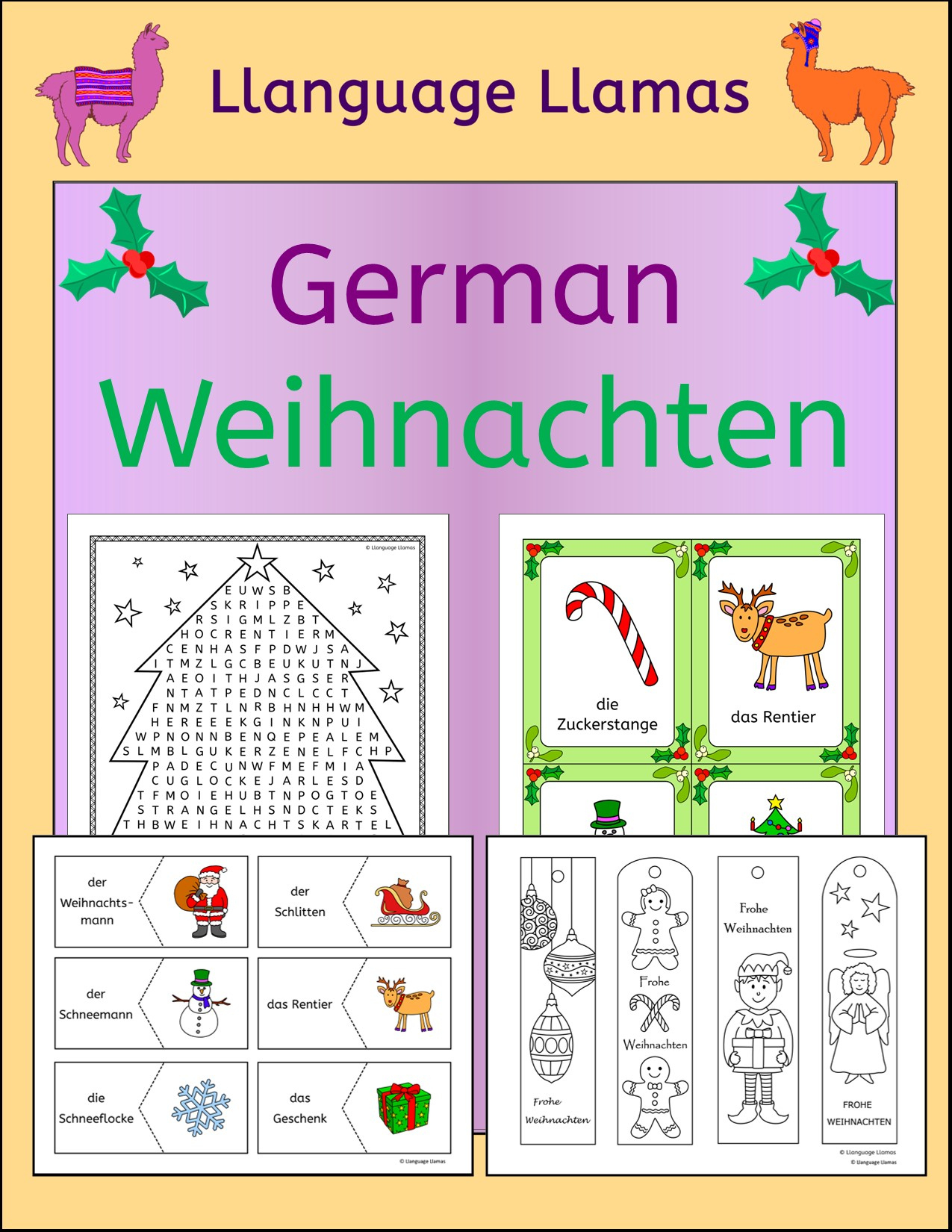 German Christmas Weihnachten Vocabulary Activities, Puzzles, Games | German Christmas Vocabulary Worksheets