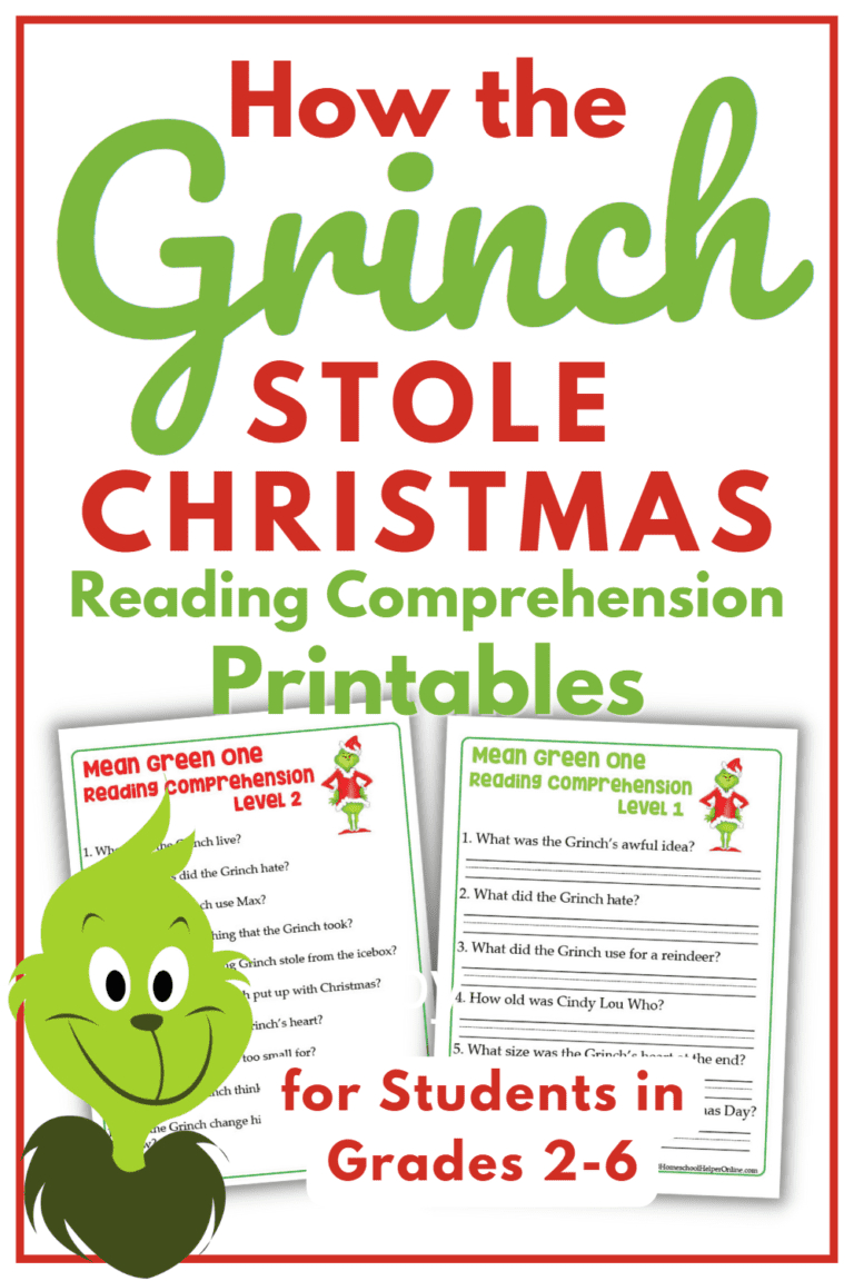 Grinch Reading Comprehension Worksheets For Early And Upper | How the Grinch Stole Christmas Worksheets