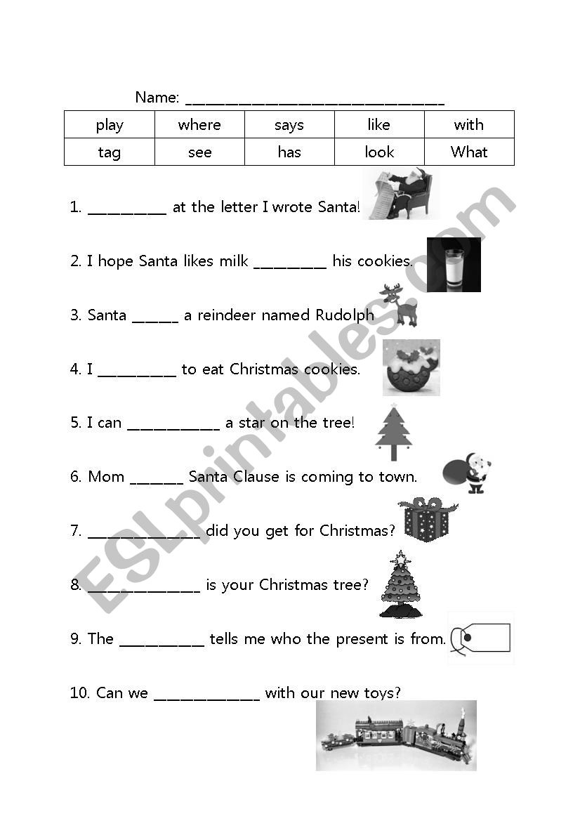Helper Word Christmas Fill-In-The-Blank - Esl Worksheetsecily | Christmas Fill In The Blank Worksheets