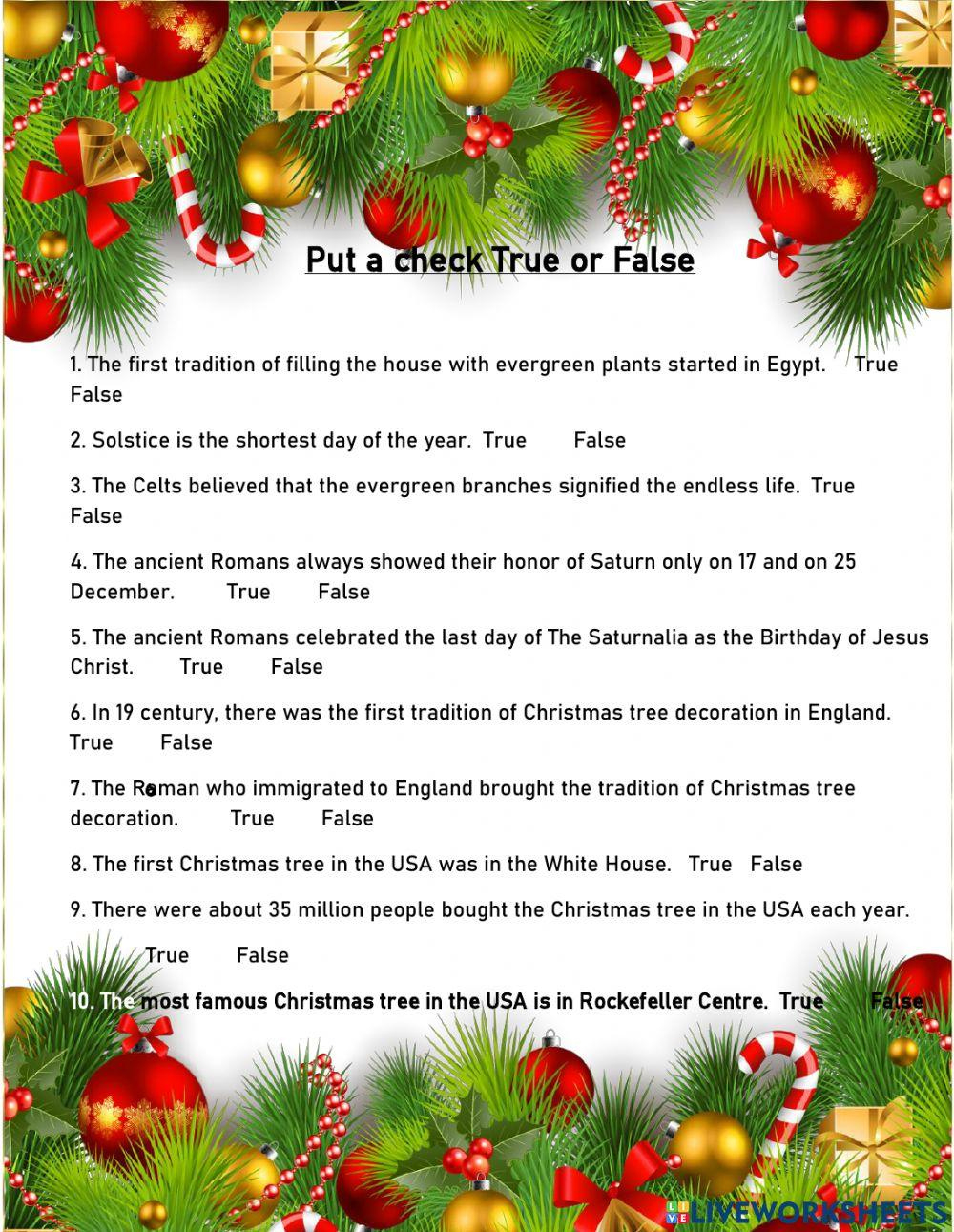 History Of Christmas Tree Worksheet Online Exercise For | Live | Meaning of Christmas Worksheets