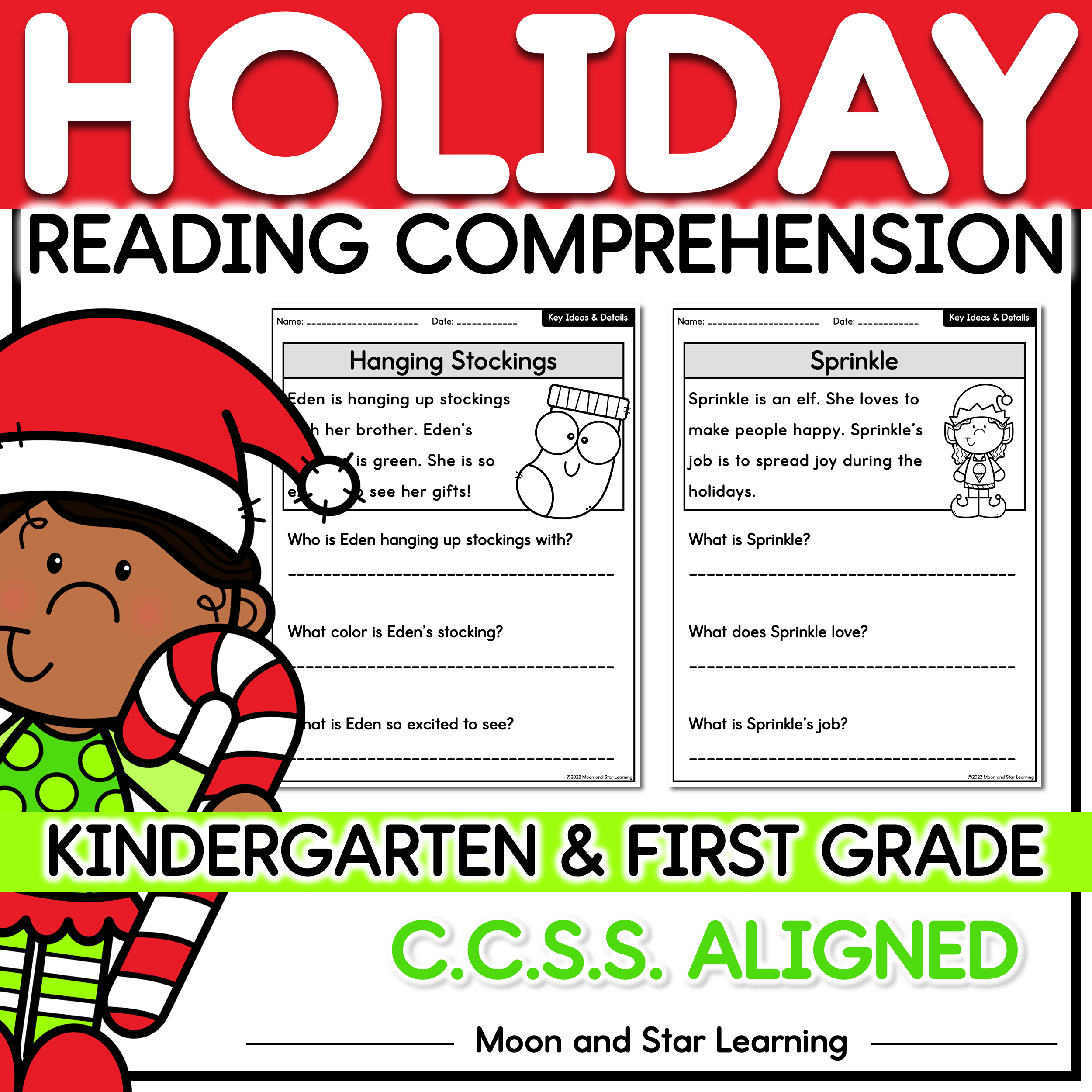 holiday christmas themed reading comprehension kindergarten 1st grade christmas reading comprehension worksheets Holiday/Christmas Themed Reading Comprehension | Kindergarten | 1st Grade Christmas Reading Comprehension Worksheets