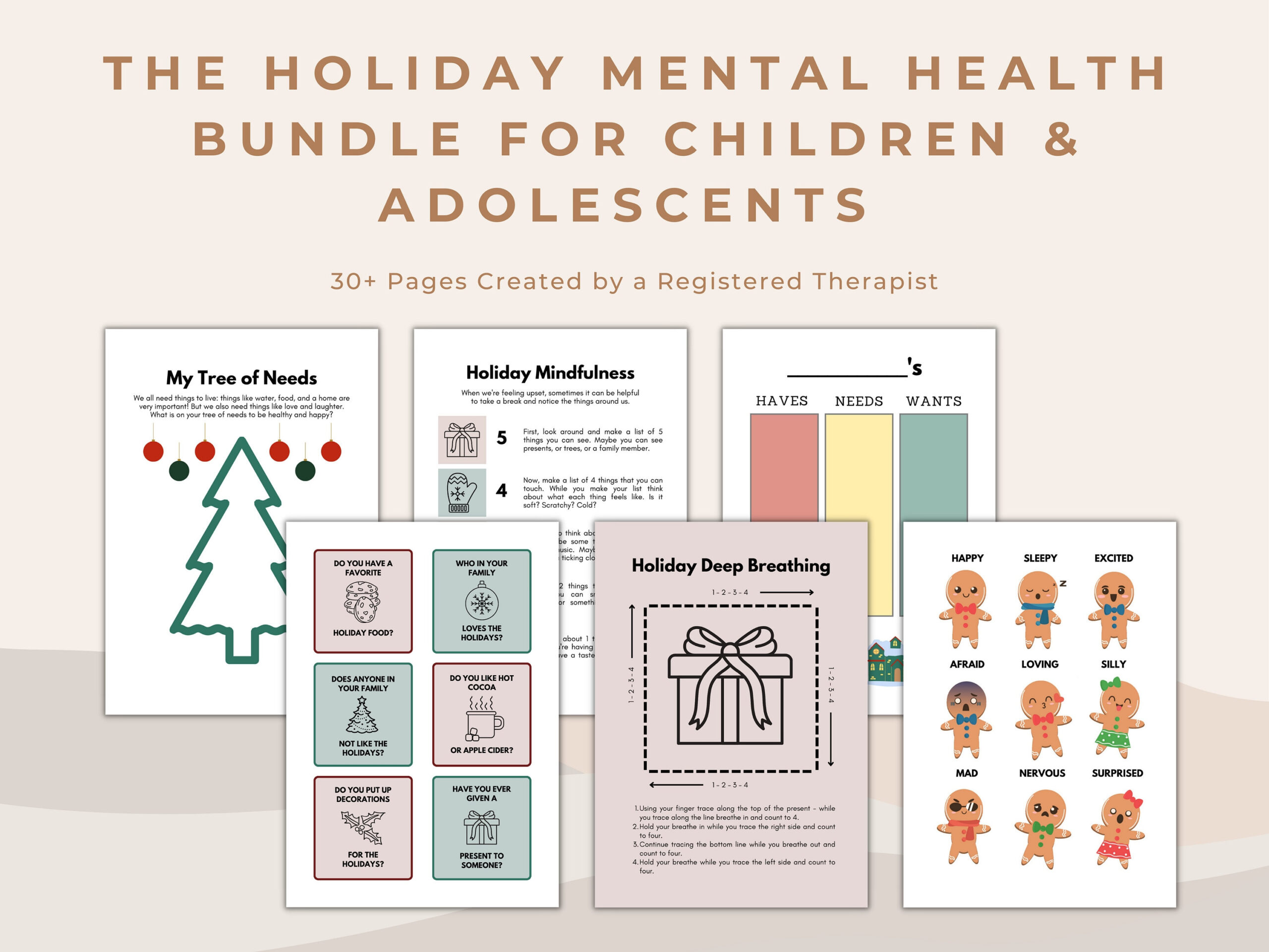 Holiday Mental Health Activities: Christmas Counseling Worksheets | Christmas Mental Health Worksheets