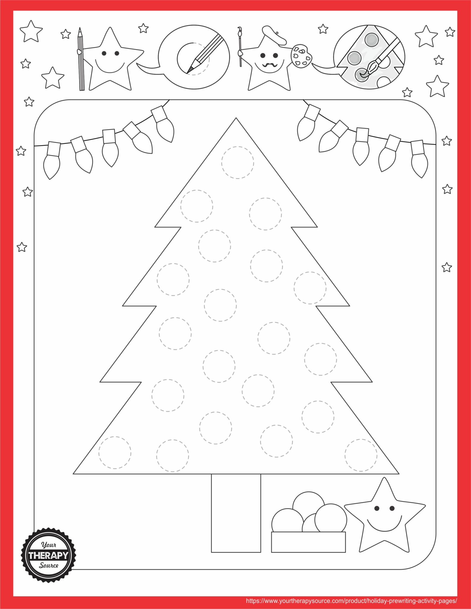 holiday tree prewriting activity page your therapy source christmas pre writing worksheets Holiday Tree Prewriting Activity Page - Your Therapy Source | Christmas Pre Writing Worksheets