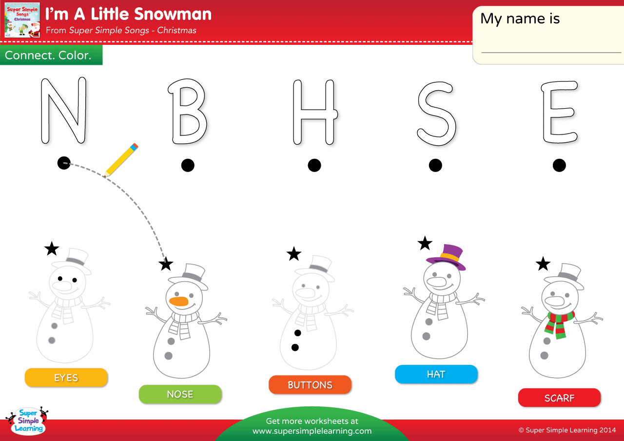 I&amp;#039;M A Little Snowman Worksheet - Uppercase Letter Matching - Super | Christmas Letter Matching Worksheets