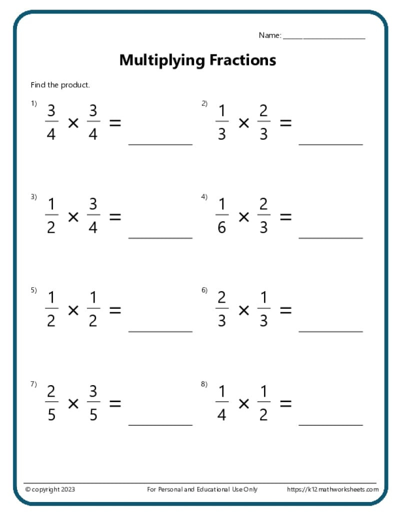 Multiplying Fractions Worksheets | Multiplying Fractions Christmas Worksheets