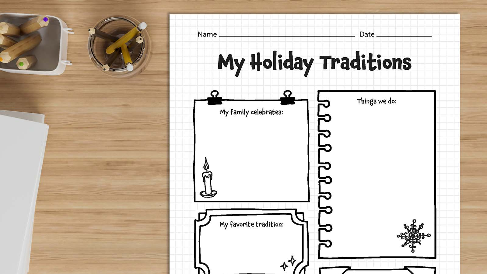 My Holiday Traditions Worksheet: Invite Kids To Write And Share | My Christmas Traditions Worksheets