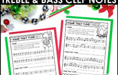 Name That Tune Christmas Music Worksheets In Treble And Bass Clef | Can You Name The Christmas Song Worksheets
