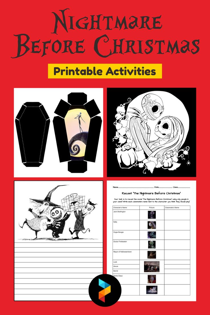 Nightmare Before Christmas Printable Activities | Nightmare Before Christmas Worksheets