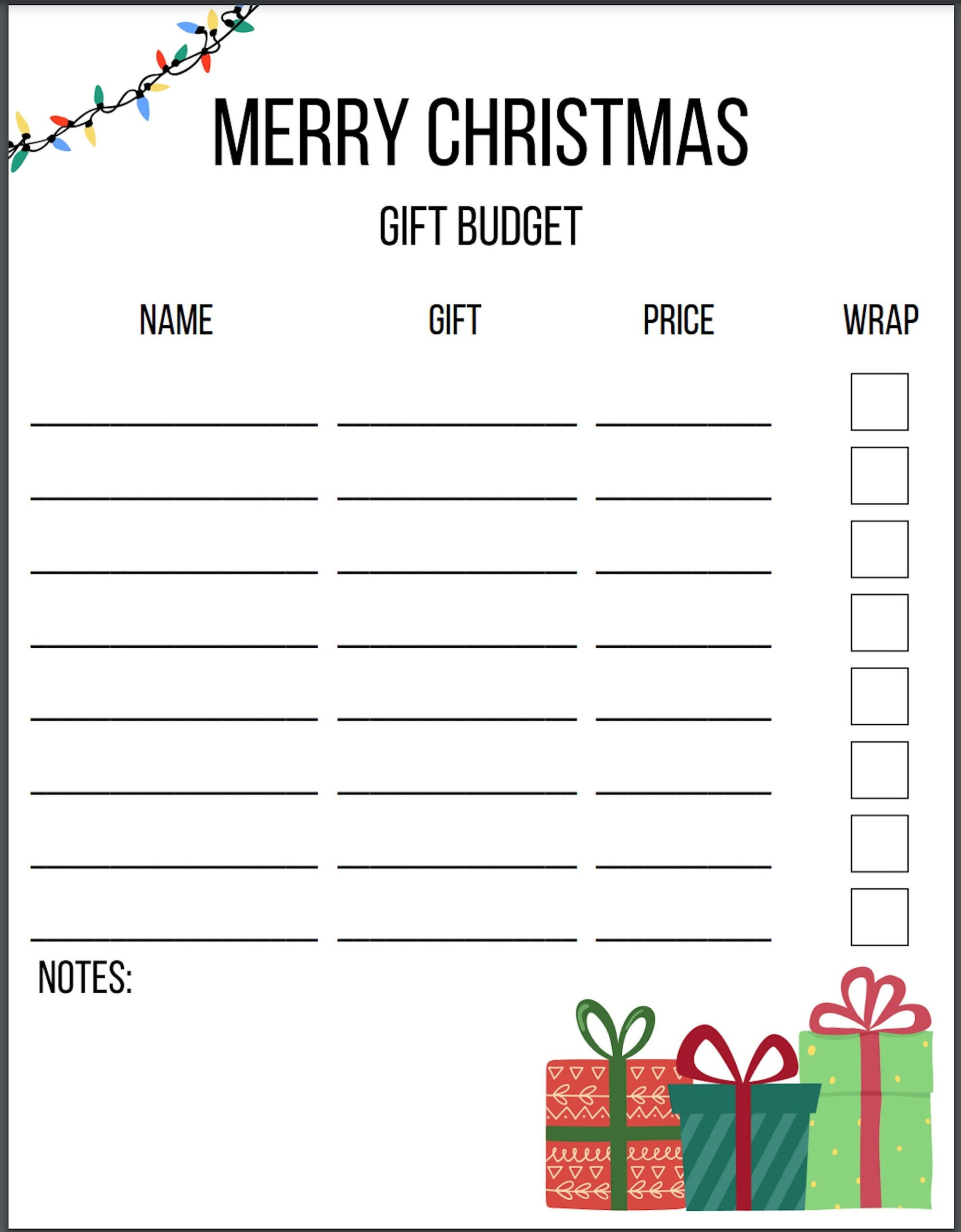 Printable Christmas Budget | Download | Gift Planner | Pdf File | Christmas Gift Budget Worksheets