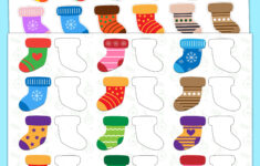 Printable Christmas Stocking Matching Pairs Worksheet For Kids | Christmas Stocking Worksheets Printable
