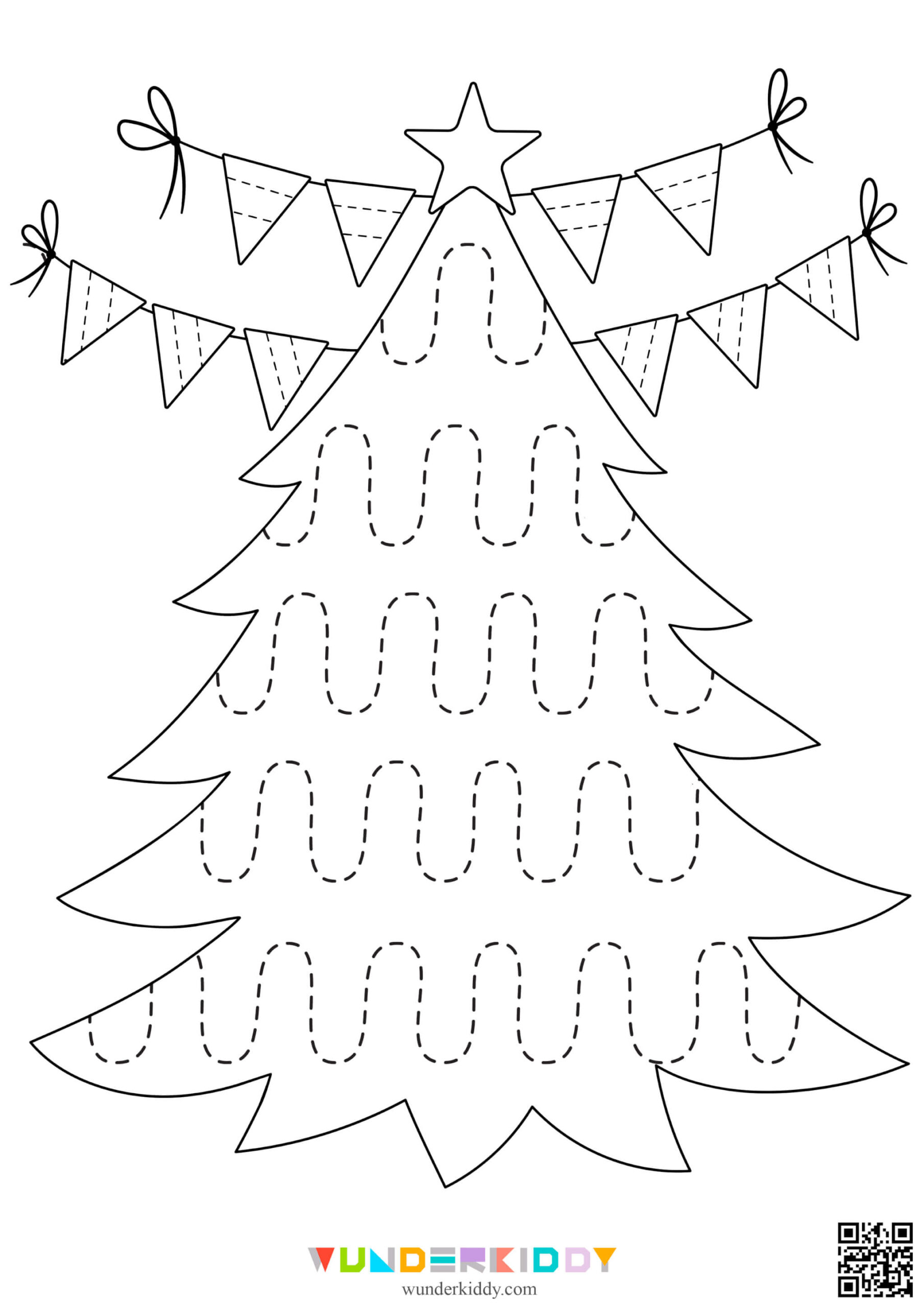 Printable Christmas Tree Pre-Writing Worksheets For Kindergarten | Christmas Tree Worksheets For Kids
