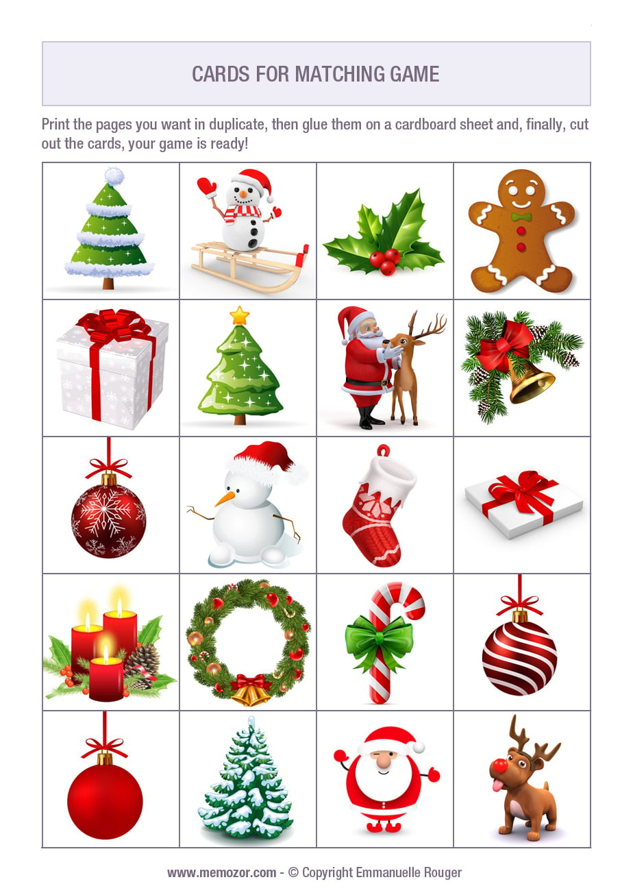 Printable Matching Game - Christmas - Print And Cut Out The Cards | A Christmas Memory Worksheets