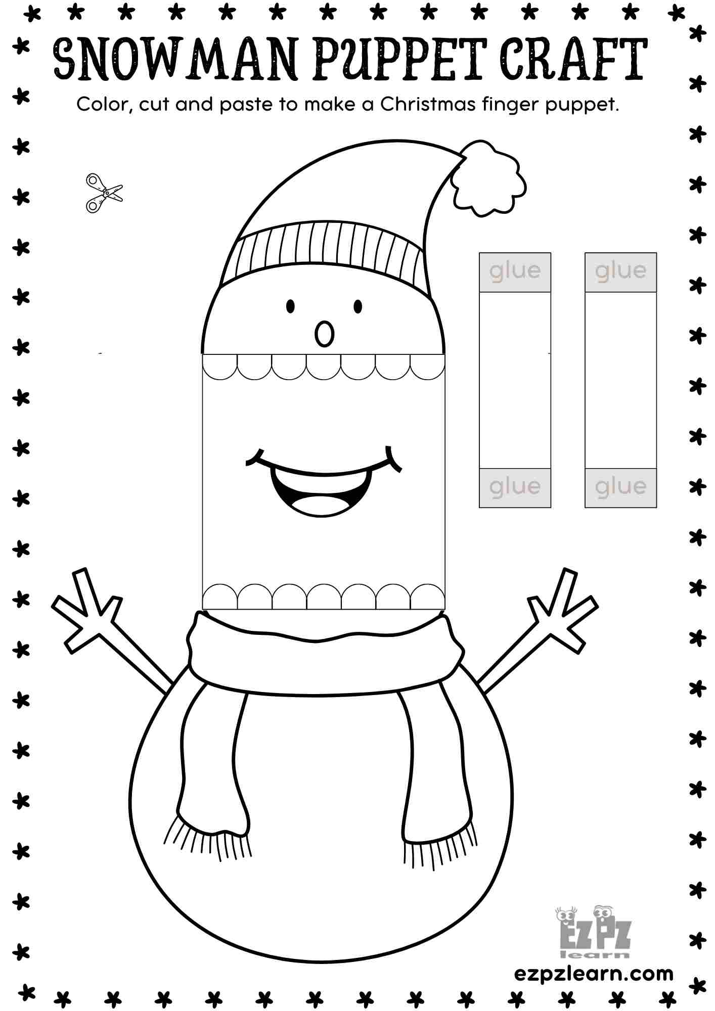 printable paper snowman christmas puppet festive diy craft for christmas color cut and paste worksheets Printable Paper Snowman Christmas Puppet - Festive Diy Craft For | Christmas Color Cut And Paste Worksheets