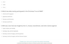 Quiz &amp; Worksheet - Ww1 Christmas Truce | Study | Answer Key the World War 1 Christmas Truce Worksheets Answers