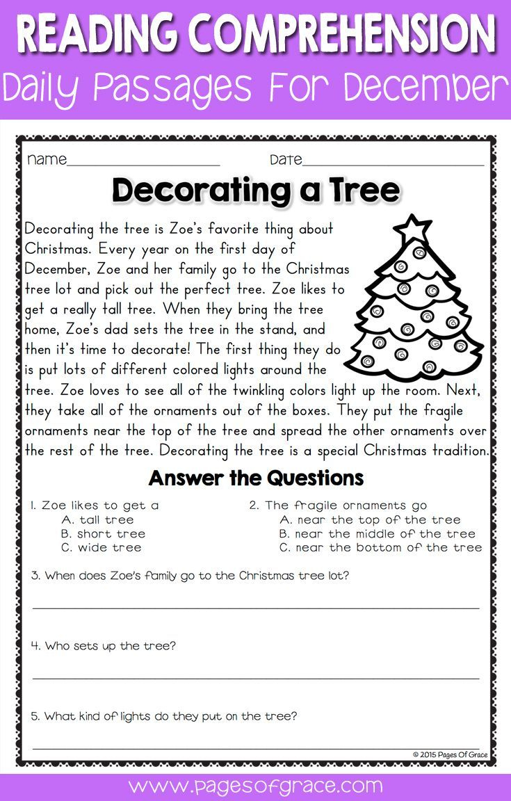 Reading Comprehension Passages And Questions For December | 2nd Grade Christmas Reading Comprehension Worksheets