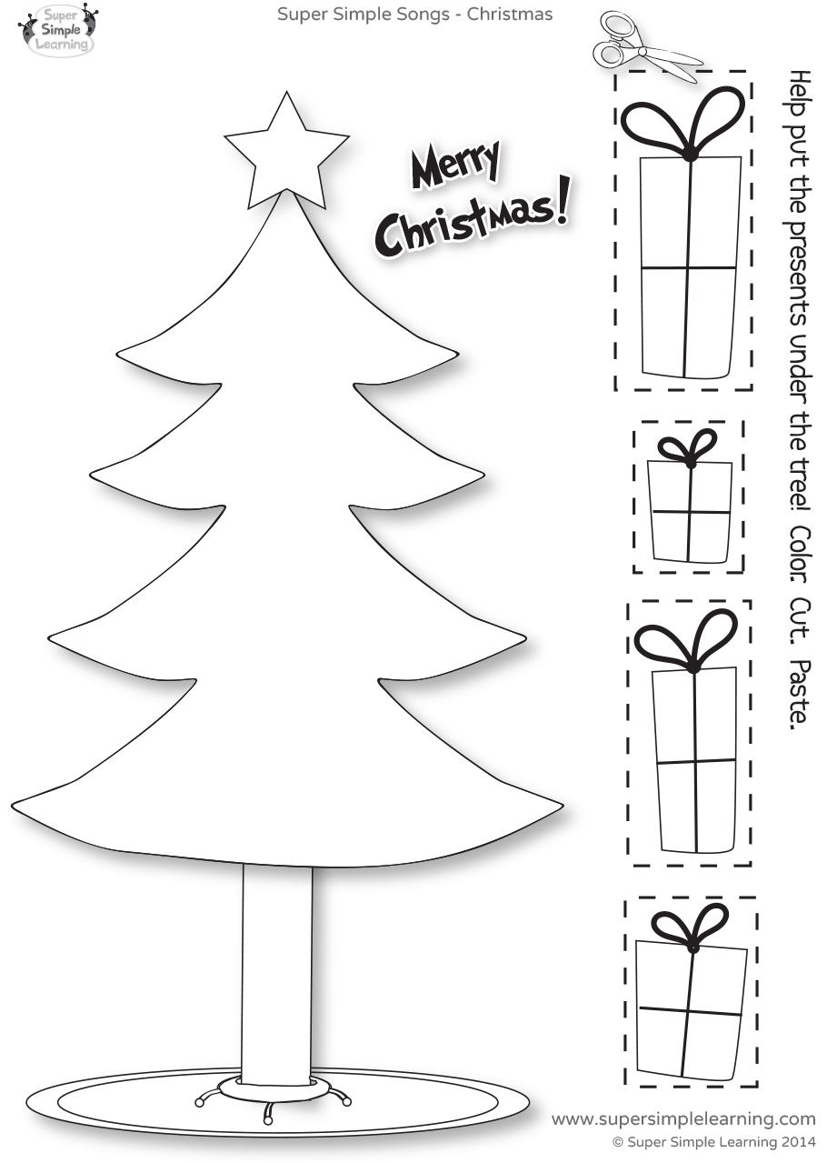 Santa, Where Are You? Worksheet - Presents &amp;amp; Tree - Super Simple | Christmas Preschool Worksheets Cut And Paste