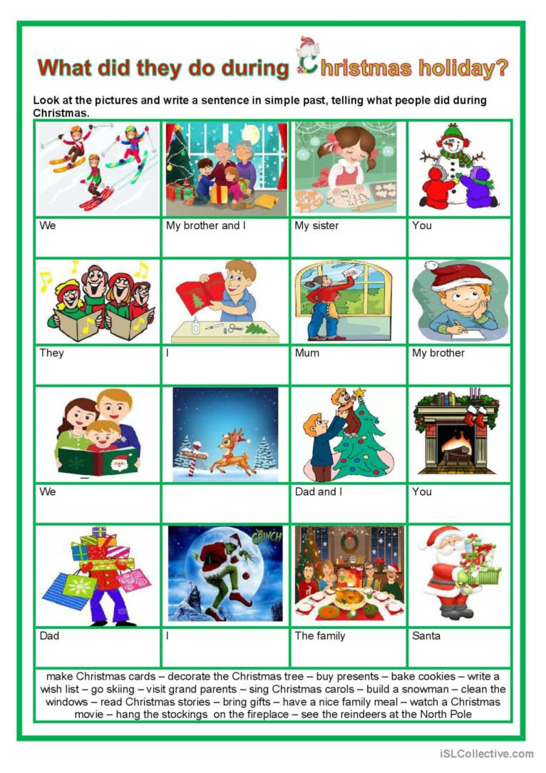 Simple Past - What Did They Do Durin…: English Esl Worksheets Pdf | What I Did Over Christmas Break Worksheets