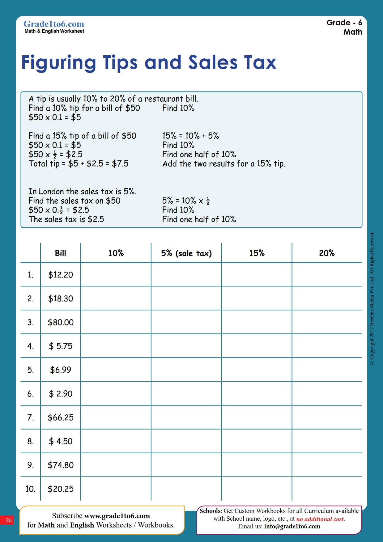 Tax, Tip, And Discount Word Problems Worksheet | Grade1To6 | Christmas Shopping Problems With Tax And Discounts Worksheets Answers
