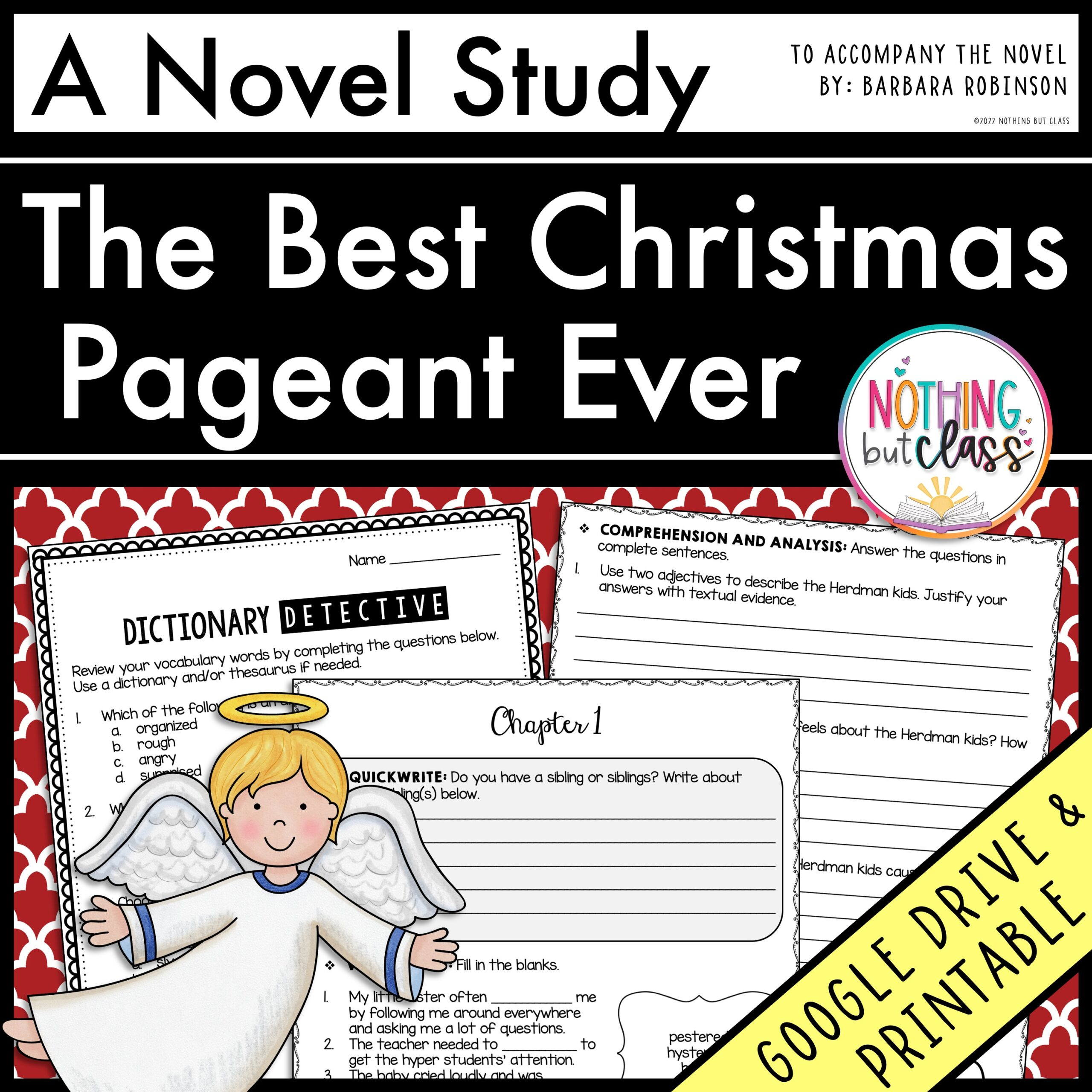 The Best Christmas Pageant Ever Novel Study Unit | Comprehension | The Best Christmas Pageant Ever Worksheets