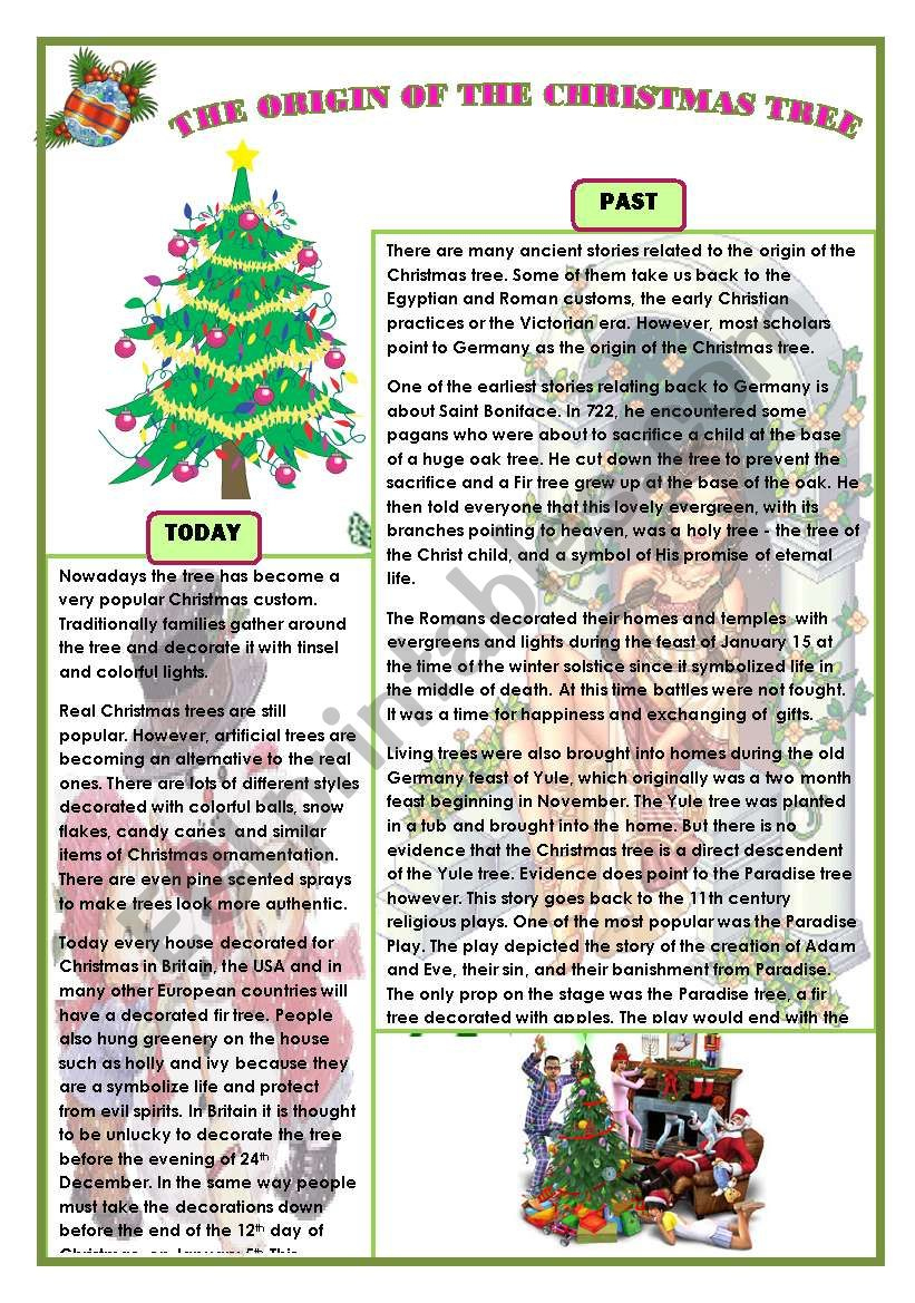 The Origin Of The Christmas Tree - Esl Worksheetanaisvi | History of the Christmas Tree Worksheets