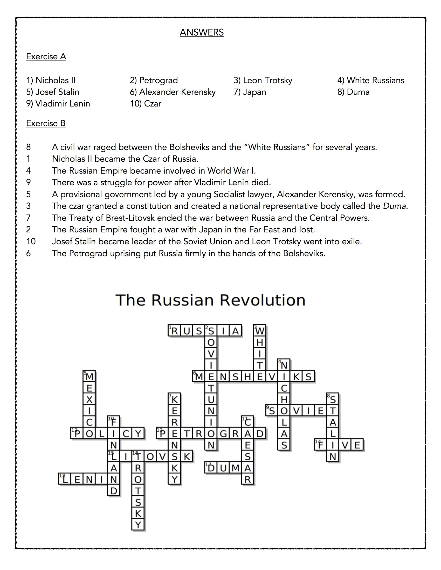 The Russian Revolution- Reading Comprehension Passage - Classful | A Lonely Christmas Chemistry Worksheets Answer Key