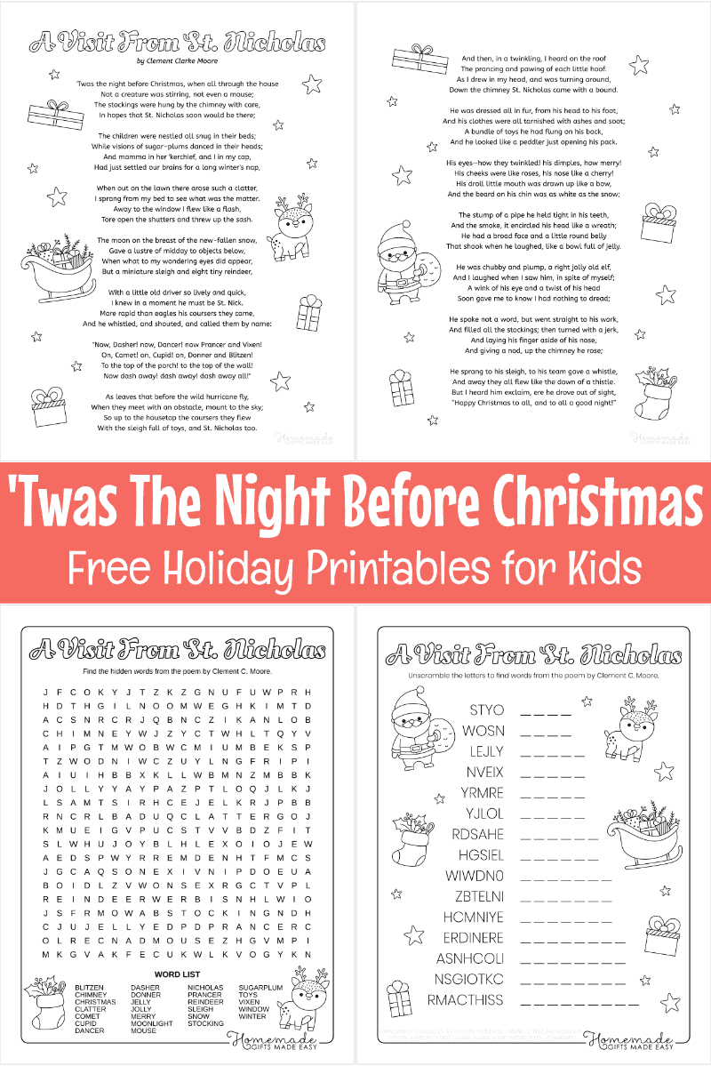 Twas The Night Before Christmas - Worksheets Library | Twas the Night Before Christmas Worksheets