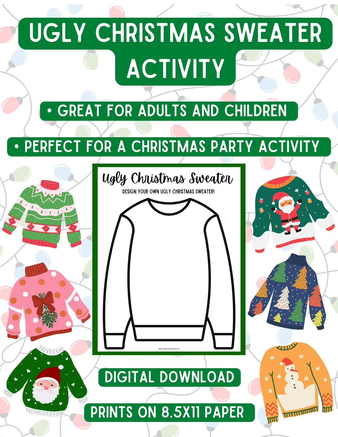 ugly christmas sweater activity etsy ugly christmas sweaters beyond the worksheets Ugly Christmas Sweater Activity - Etsy | Ugly Christmas Sweaters Beyond the Worksheets