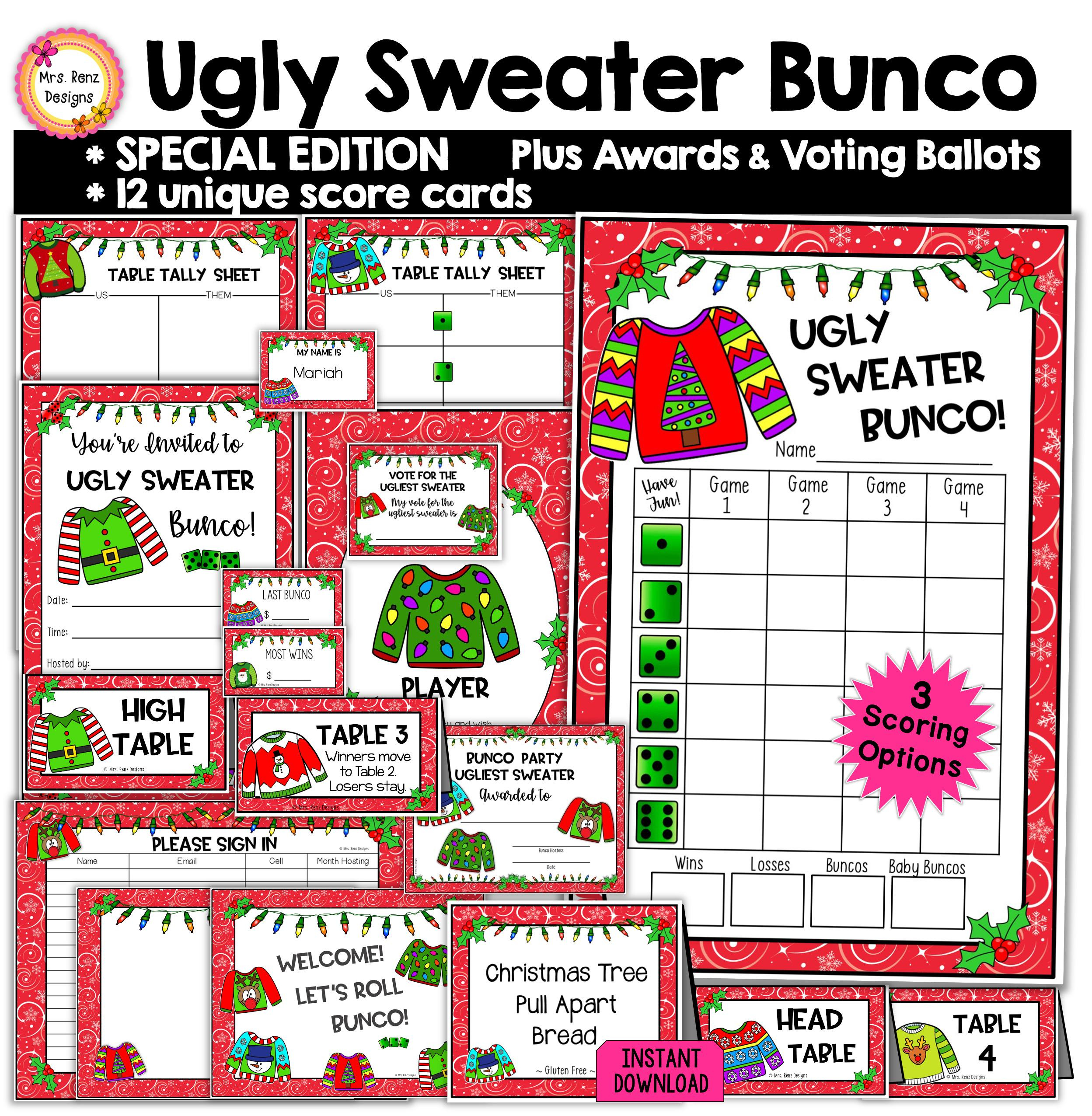 Ugly Christmas Sweater Score Sheet - Etsy | Ugly Christmas Sweater Worksheets Answers