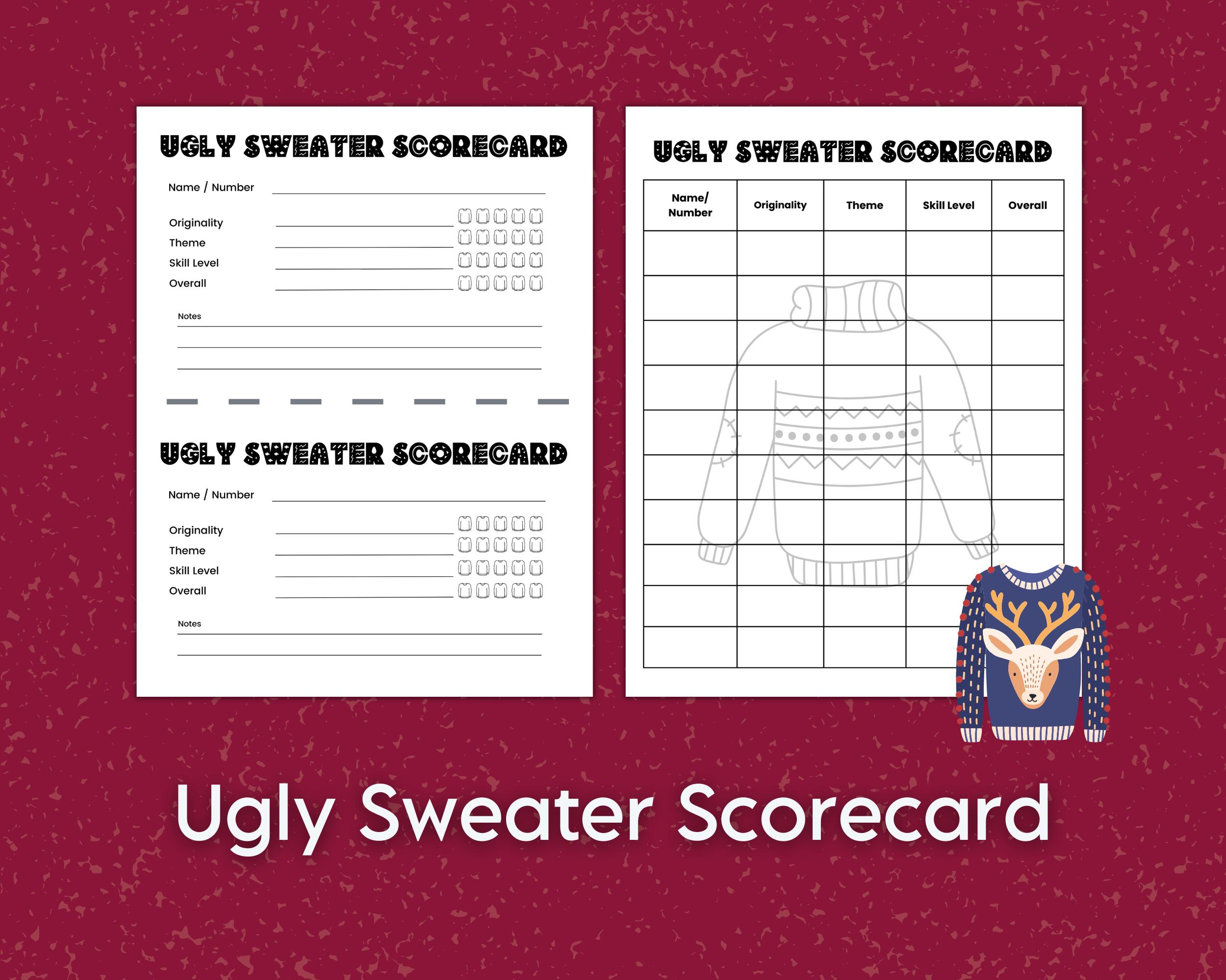 ugly sweater contest scorecard weihnachtsparty spiel fur urlaubs ugly christmas sweater worksheets Ugly Sweater Contest Scorecard – Weihnachtsparty-Spiel Für Urlaubs | Ugly Christmas Sweater Worksheets