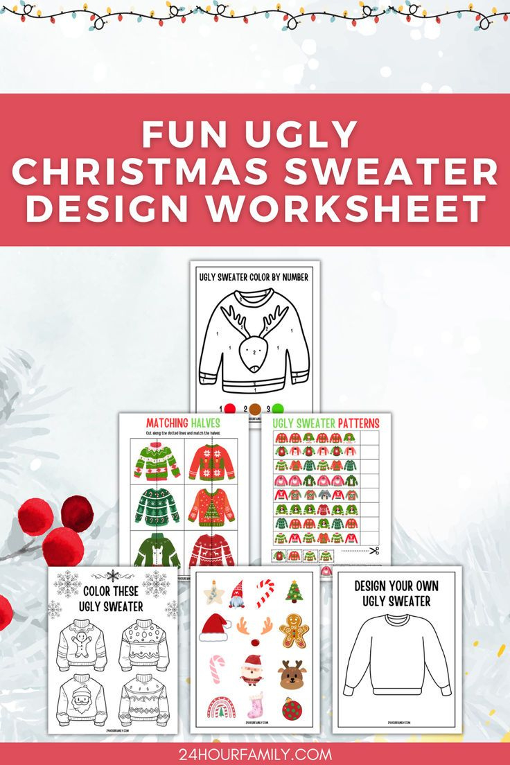 Ugly Sweater Worksheets (Free Printables) | Design An Ugly Christmas Sweater Worksheets