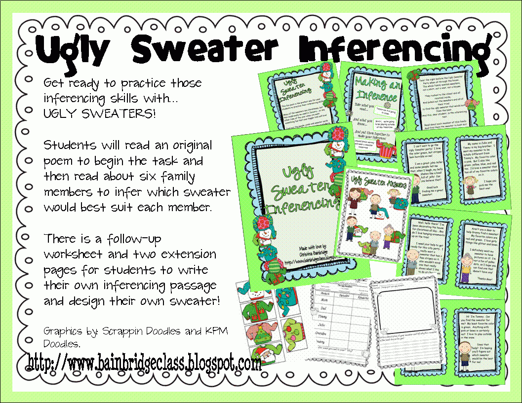 Welcome To The Uni-Corner: Ugly Sweater Inferencing! | Ugly Christmas Sweater Worksheets Answers