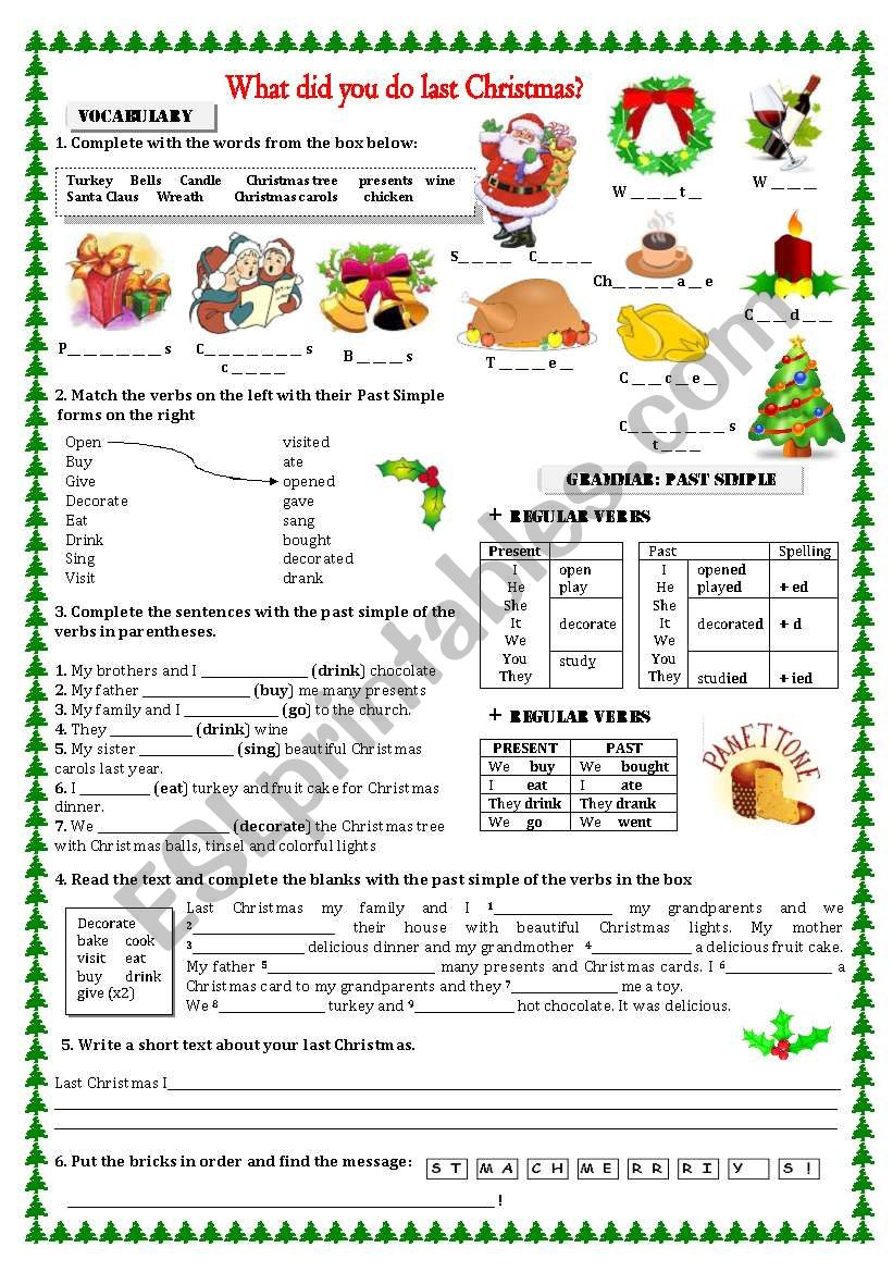 What Did You Do Last Christmas? - Esl Worksheetbomberito | What I Did Over Christmas Break Worksheets