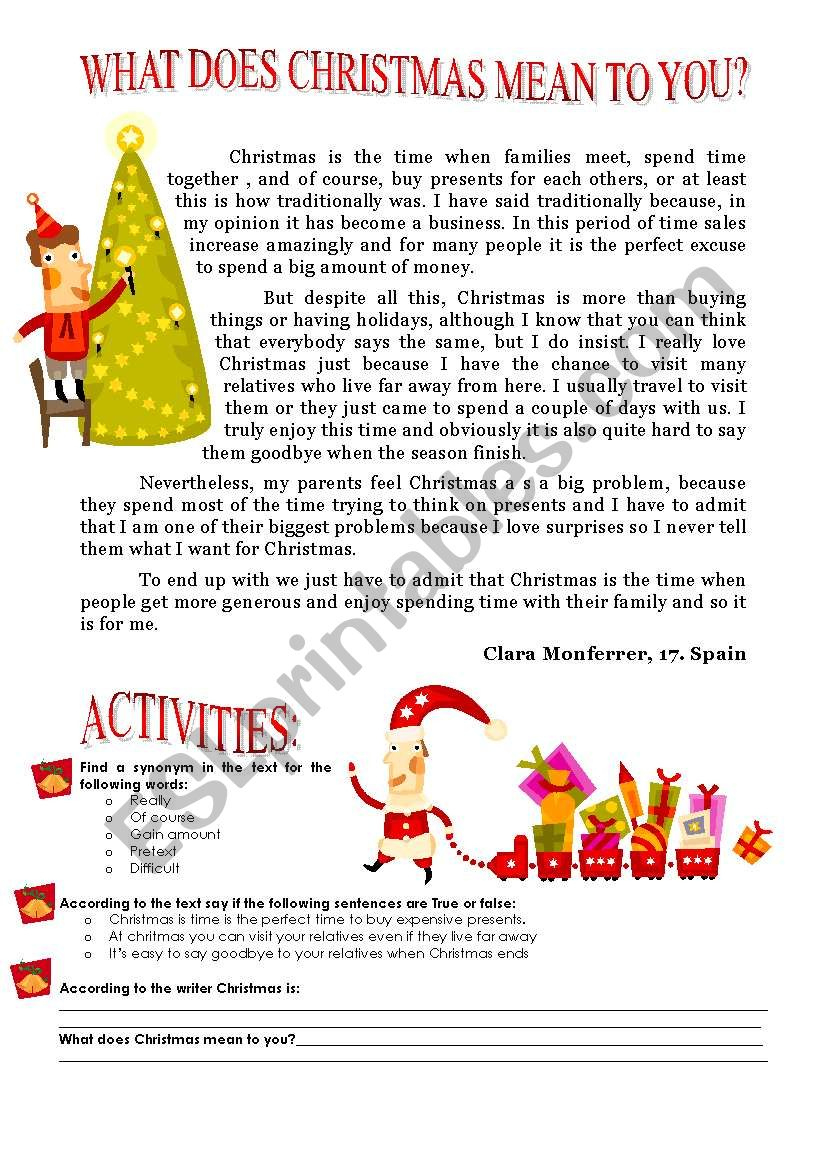 what does christmas mean to you esl worksheetstupendam what christmas means to me worksheets What Does Christmas Mean To You? - Esl Worksheetstupendam | What Christmas Means To Me Worksheets