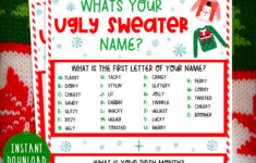 Whats Your Ugly Sweater Name Game | Find Someone Who Christmas | Beyond the Worksheets Ugly Christmas Sweaters Answer Key