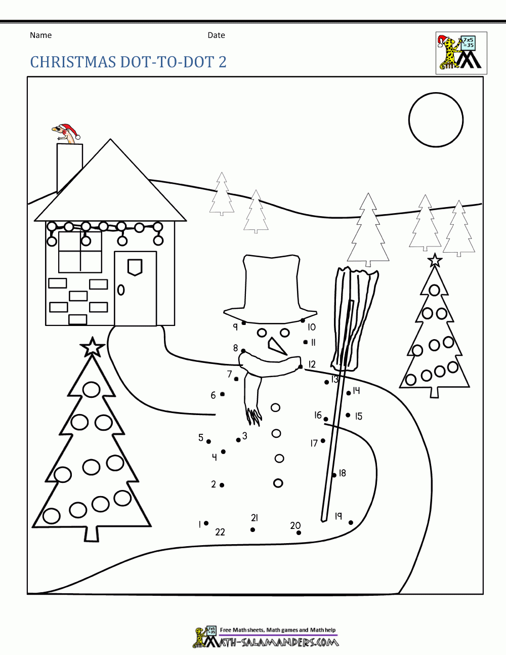 Winter Dot To Dot | Christmas Dot To Dot Worksheets