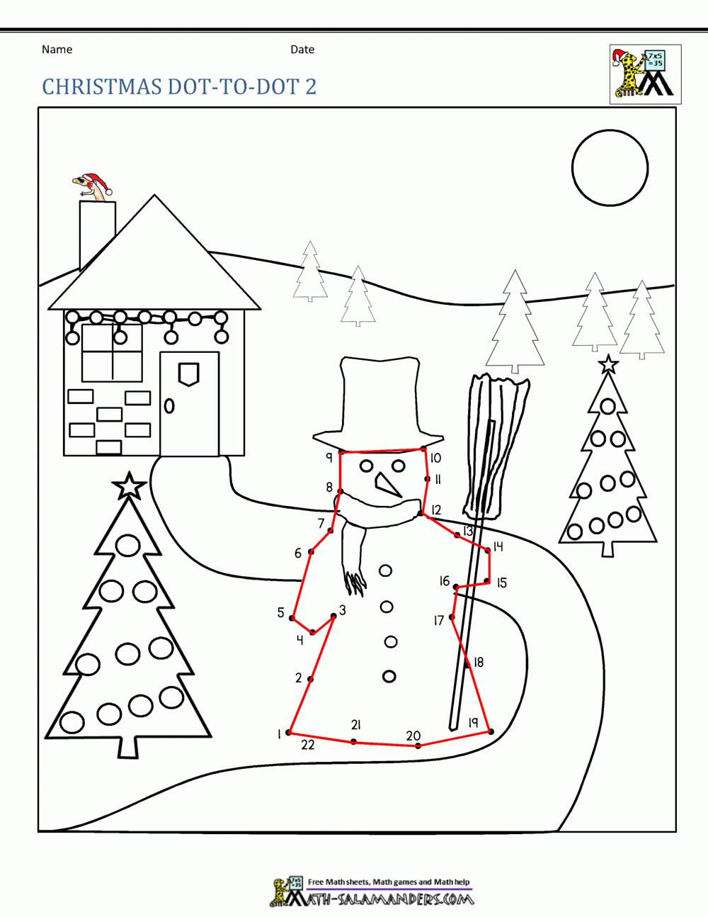 Winter Dot To Dot | Dot To Dot Christmas Worksheets