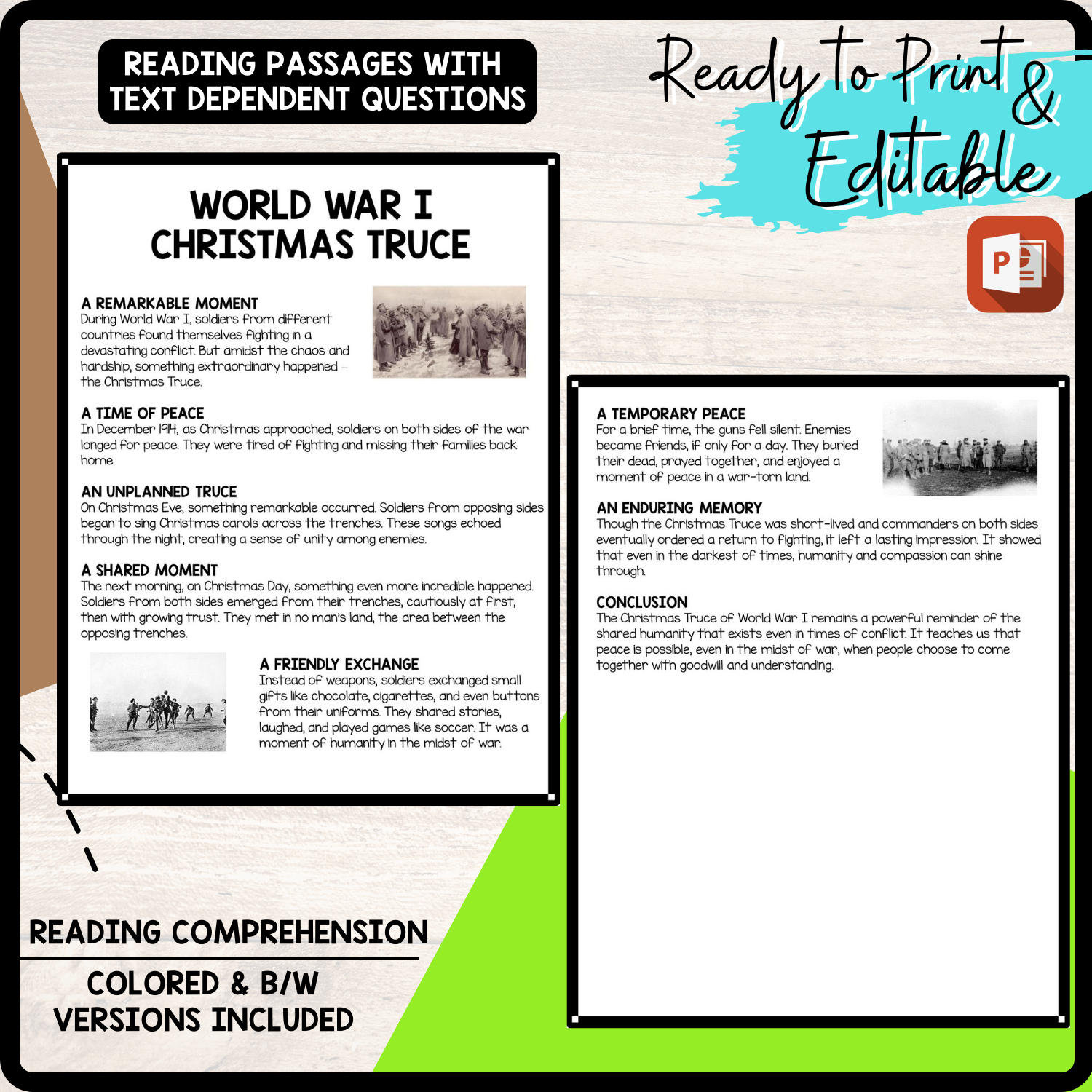 world war i christmas truce reading comprehension worksheet world war 1 christmas truce worksheets 1 World War I Christmas Truce Reading Comprehension Worksheet | World War 1 Christmas Truce Worksheets