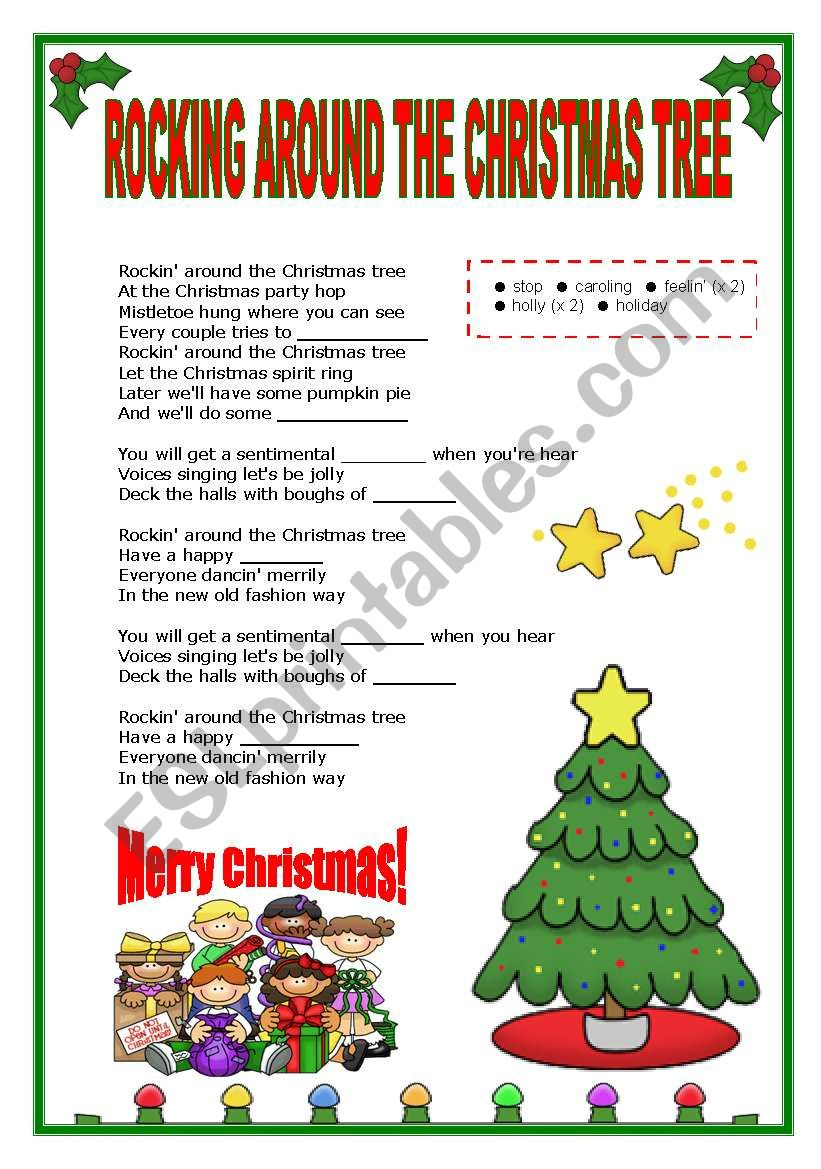 xmas song aarocking around the christmas treeaa filling the got the christmas spirit worksheets Xmas Song ´rocking Around The Christmas Treeã‚´ (Filling The | Got The Christmas Spirit Worksheets